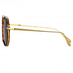 LINDA FARROW (U.K.) Women's Bara Round Sunglasses In Tortoiseshell