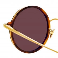 LINDA FARROW (U.K.) Women's Bara Round Sunglasses In Tortoiseshell