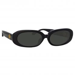 LINDA FARROW (U.K.) Women's Cara Oval Sunglasses In Black