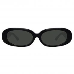 LINDA FARROW (U.K.) Women's Cara Oval Sunglasses In Black