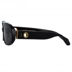 LINDA FARROW (U.K.) Women's Cara Oval Sunglasses In Black