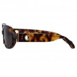 LINDA FARROW (U.K.) Cara Oval Sunglasses In Tortoiseshell