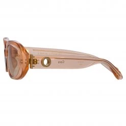 LINDA FARROW (U.K.) Cara Oval Sunglasses In Peach