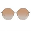 LINDA FARROW (U.K.) Lianas Hexagon Sunglasses In Light Gold Women's