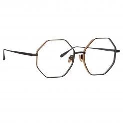 LINDA FARROW (U.K.) The LINDA FARROW Spring/Summer '22 Collection Lianas Hexagon Optical Frame In Black