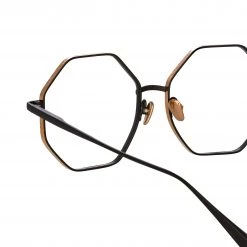 LINDA FARROW (U.K.) The LINDA FARROW Spring/Summer '22 Collection Lianas Hexagon Optical Frame In Black