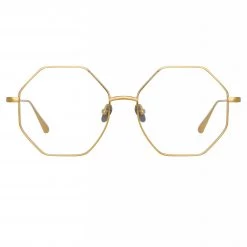 LINDA FARROW (U.K.) The LINDA FARROW Spring/Summer '22 Collection Lianas Hexagon Optical Frame In Yellow Gold