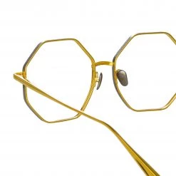LINDA FARROW (U.K.) The LINDA FARROW Spring/Summer '22 Collection Lianas Hexagon Optical Frame In Yellow Gold