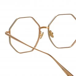 LINDA FARROW (U.K.) Lianas Hexagonal Optical Frame In Rose Gold The LINDA FARROW Spring/Summer '22 Collection