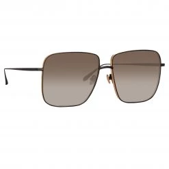 LINDA FARROW (U.K.) Andoa Squared Sunglasses In Black