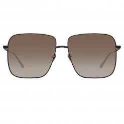 LINDA FARROW (U.K.) Andoa Squared Sunglasses In Black