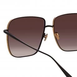 LINDA FARROW (U.K.) Andoa Squared Sunglasses In Black