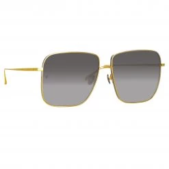 LINDA FARROW (U.K.) Andoa Squared Sunglasses In Yellow Gold Women's
