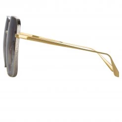 LINDA FARROW (U.K.) Andoa Squared Sunglasses In Yellow Gold Women's