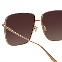 LINDA FARROW (U.K.) Women's Andoa Squared Sunglasses In Rose Gold