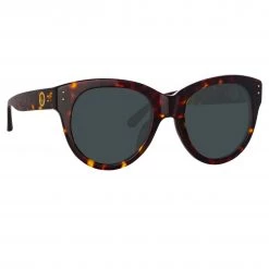 LINDA FARROW (U.K.) Madi Oversized Sunglasses In Tortoiseshell