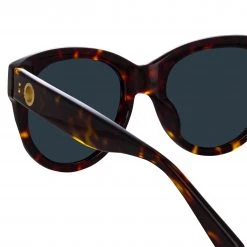 LINDA FARROW (U.K.) Madi Oversized Sunglasses In Tortoiseshell