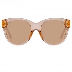 LINDA FARROW (U.K.) Madi Oversized Sunglasses In Peach