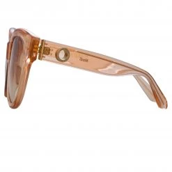 LINDA FARROW (U.K.) Madi Oversized Sunglasses In Peach