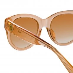 LINDA FARROW (U.K.) Madi Oversized Sunglasses In Peach