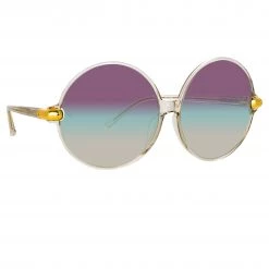 LINDA FARROW (U.K.) Women's Victoria Round Sunglasses In Truffle