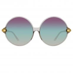 LINDA FARROW (U.K.) Women's Victoria Round Sunglasses In Truffle