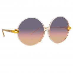 LINDA FARROW (U.K.) Victoria Round Sunglasses In Ash Women's