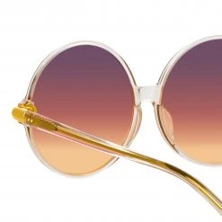 LINDA FARROW (U.K.) Victoria Round Sunglasses In Ash Women's