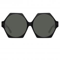 LINDA FARROW (U.K.) Women's Bora Hexagon Sunglasses In Black