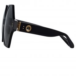 LINDA FARROW (U.K.) Women's Bora Hexagon Sunglasses In Black