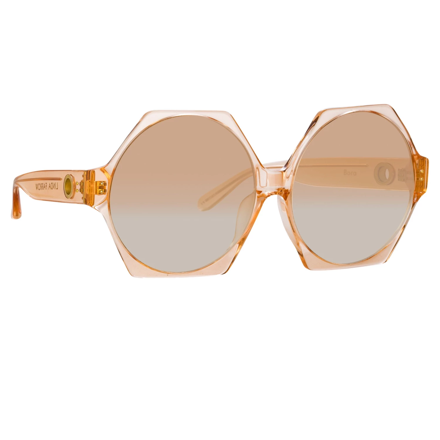 LINDA FARROW (U.K.) Bora Hexagon Sunglasses In Peach 4 LINDA FARROW (U.K.) Bora Hexagon Sunglasses In Peach