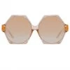 LINDA FARROW (U.K.) Bora Hexagon Sunglasses In Peach