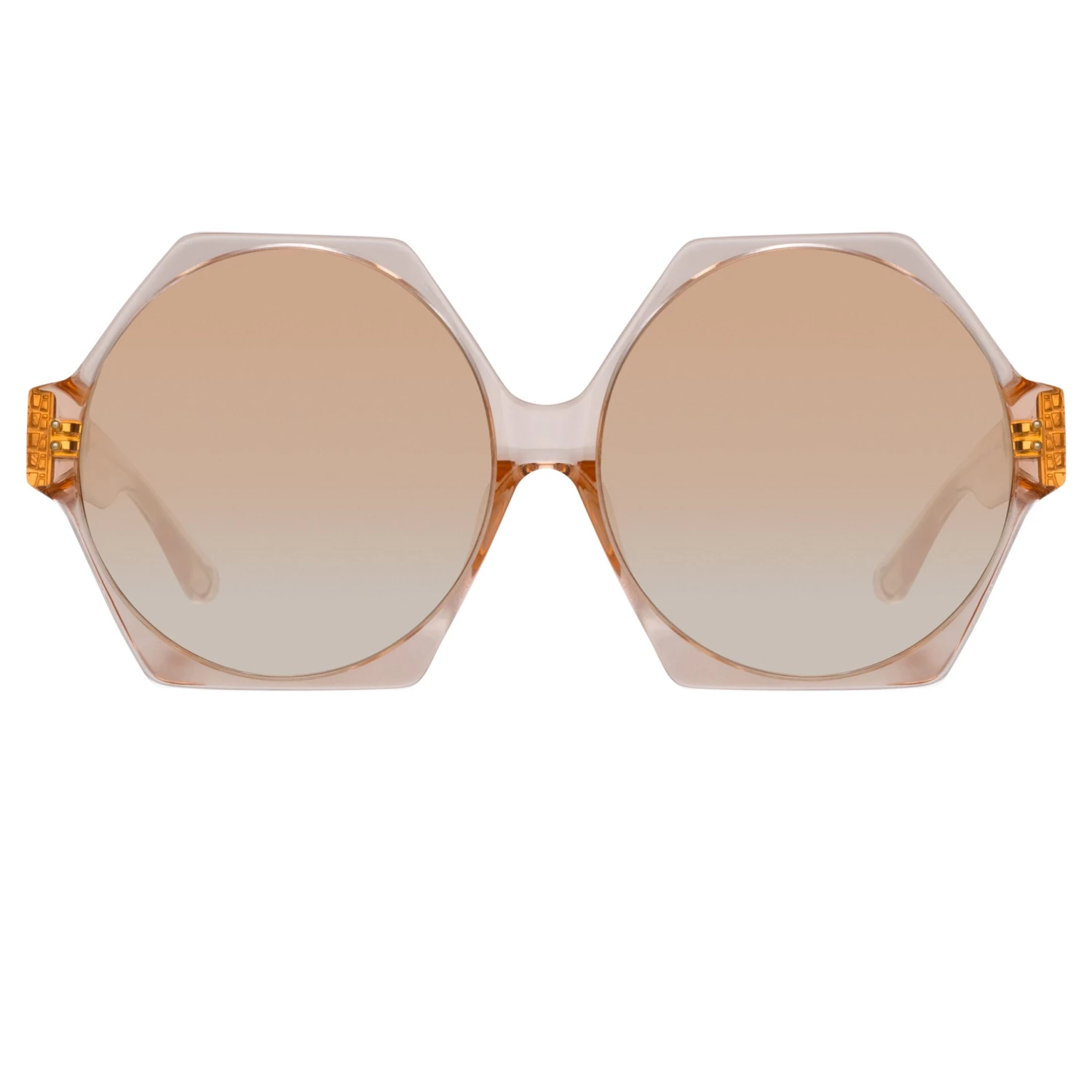 LINDA FARROW (U.K.) Bora Hexagon Sunglasses In Peach 1 LINDA FARROW (U.K.) Bora Hexagon Sunglasses In Peach