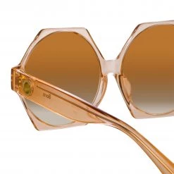 LINDA FARROW (U.K.) Bora Hexagon Sunglasses In Peach 6 LINDA FARROW (U.K.) Bora Hexagon Sunglasses In Peach