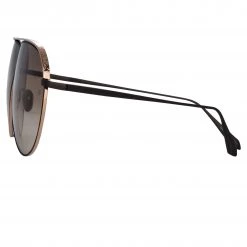 LINDA FARROW (U.K.) Women's Hura Aviator Sunglasses In Black 6 LINDA FARROW (U.K.) Women's Hura Aviator Sunglasses In Black
