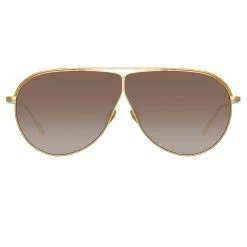 LINDA FARROW (U.K.) Women's Hura Aviator Sunglasses In Yellow Gold