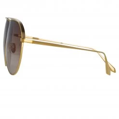 LINDA FARROW (U.K.) Women's Hura Aviator Sunglasses In Yellow Gold
