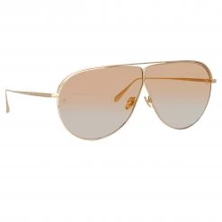 LINDA FARROW (U.K.) Women's Hura Aviator Sunglasses In Light Gold