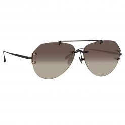 LINDA FARROW (U.K.) Women's Duit Aviator Sunglasses In Black