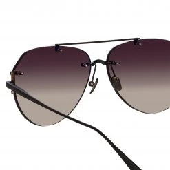 LINDA FARROW (U.K.) Women's Duit Aviator Sunglasses In Black