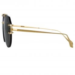 LINDA FARROW (U.K.) Duit Aviator Sunglasses In Yellow Gold Women's