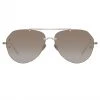 LINDA FARROW (U.K.) Duit Aviator Sunglasses In Light Gold