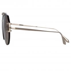 LINDA FARROW (U.K.) Duit Aviator Sunglasses In Light Gold