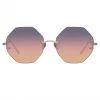 LINDA FARROW (U.K.) Arua Hexagon Sunglasses In Light Gold Women's