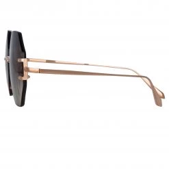 LINDA FARROW (U.K.) Women's Arua Hexagon Sunglasses In Rose Gold