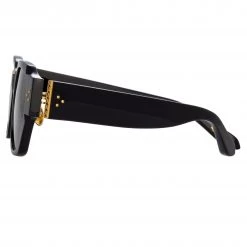 LINDA FARROW (U.K.) Ramon Rectangular Sunglasses In Black 6 LINDA FARROW (U.K.) Ramon Rectangular Sunglasses In Black