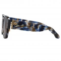 LINDA FARROW (U.K.) Women's Ramon Rectangular Sunglasses In Blue Tortoiseshell