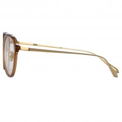 LINDA FARROW (U.K.) Cacao Angular Sunglasses In Tobacco The LINDA FARROW Spring/Summer '22 Collection