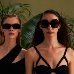 LINDA FARROW (U.K.) Women's Bora Hexagon Sunglasses In Black