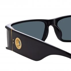LINDA FARROW (U.K.) Women's Mya Rectangular Sunglasses In Black